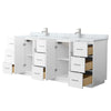 Custom image for White with Brushed Nickel Trim / White Carrara Marble / No Mirror