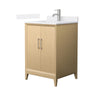 Custom image for White Oak with Brushed Nickel Trim / White Quartz / No Mirror