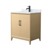 Custom image for White Oak with Matte Black Trim / White Carrara Marble / No Mirror