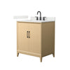Custom image for White Oak with Matte Black Trim / Giotto Quartz / No Mirror