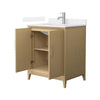 Custom image for White Oak with Brushed Nickel Trim / White Quartz / No Mirror