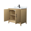 Custom image for White Oak with Matte Black Trim / White Carrara Marble / No Mirror