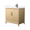 Custom image for White Oak with Matte Black Trim / White Quartz / No Mirror
