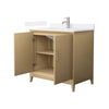 Custom image for White Oak with Brushed Nickel Trim / White Quartz / No Mirror