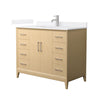 Custom image for White Oak with Brushed Nickel Trim / White Quartz / No Mirror