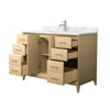 Custom image for White Oak with Brushed Nickel Trim / White Carrara Marble / No Mirror