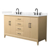 Custom image for White Oak with Matte Black Trim / Carrara Cultured Marble / No Mirror