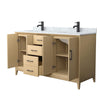 Custom image for White Oak with Matte Black Trim / White Carrara Marble / No Mirror