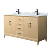 Custom image for White Oak with Matte Black Trim / White Carrara Marble / No Mirror