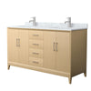 Custom image for White Oak with Brushed Nickel Trim / White Carrara Marble / No Mirror