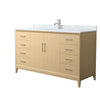 Custom image for White Oak with Brushed Nickel Trim / White Carrara Marble / No Mirror