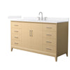 Custom image for White Oak with Brushed Nickel Trim / White Quartz / No Mirror