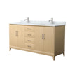 Custom image for White Oak with Brushed Nickel Trim / White Carrara Marble / No Mirror