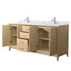 Custom image for White Oak with Brushed Nickel Trim / White Carrara Marble / No Mirror