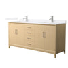 Custom image for White Oak with Brushed Nickel Trim / White Quartz / No Mirror