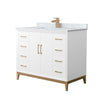 Custom image for White with Satin Bronze Trim / White Carrara Marble / No Mirror