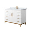 Custom image for White with Satin Bronze Trim / White Carrara Marble / No Mirror