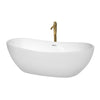 Custom image for White with Shiny White Trim and Brushed Gold Faucet / 70
