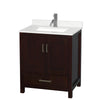Custom image for Espresso with Brushed Chrome Trim / Giotto Quartz, Rectangular Sink / No Mirror