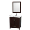 Custom image for Espresso with Brushed Chrome Trim / White Cultured Marble, Rectangular Sink / Medicine Cabinet