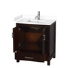 Custom image for Espresso with Brushed Chrome Trim / White Cultured Marble, Rectangular Sink / No Mirror