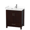 Custom image for Espresso with Brushed Chrome Trim / White Cultured Marble, Rectangular Sink / No Mirror