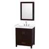 Custom image for Espresso with Brushed Chrome Trim / White Cultured Marble, Rectangular Sink / Medicine Cabinet