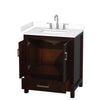 Custom image for Espresso with Brushed Chrome Trim / White Cultured Marble, Rectangular Sink / No Mirror