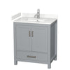 Custom image for Gray with Brushed Chrome Trim / Carrara Cultured Marble, Rectangular Sink / No Mirror
