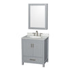 Custom image for Gray with Brushed Chrome Trim / White Carrara Marble, Oval Sink / Medicine Cabinet