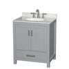 Custom image for Gray with Brushed Chrome Trim / White Carrara Marble, Oval Sink / No Mirror