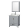 Custom image for Gray with Brushed Chrome Trim / White Carrara Marble, Rectangular Sink / Medicine Cabinet