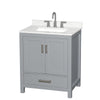Custom image for Gray with Brushed Chrome Trim / Giotto Quartz, Rectangular Sink / No Mirror