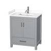 Custom image for Gray with Brushed Chrome Trim / White Cultured Marble, Rectangular Sink / No Mirror