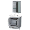 Custom image for Gray with Brushed Chrome Trim / White Cultured Marble, Rectangular Sink / Medicine Cabinet