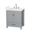 Custom image for Gray with Brushed Chrome Trim / White Cultured Marble, Rectangular Sink / No Mirror