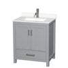 Custom image for Gray with Brushed Chrome Trim / White Quartz, Rectangular Sink / No Mirror