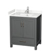 Custom image for Dark Gray with Brushed Chrome Trim / Carrara Cultured Marble, Rectangular Sink / No Mirror