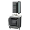 Custom image for Dark Gray with Brushed Chrome Trim / White Carrara Marble, Oval Sink / Medicine Cabinet