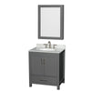 Custom image for Dark Gray with Brushed Chrome Trim / White Carrara Marble, Oval Sink / Medicine Cabinet