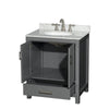 Custom image for Dark Gray with Brushed Chrome Trim / White Carrara Marble, Oval Sink / No Mirror