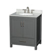 Custom image for Dark Gray with Brushed Chrome Trim / White Carrara Marble, Oval Sink / No Mirror