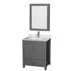 Custom image for Dark Gray with Brushed Chrome Trim / White Carrara Marble, Rectangular Sink / Medicine Cabinet