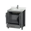 Custom image for Dark Gray with Brushed Chrome Trim / White Carrara Marble, Rectangular Sink / No Mirror