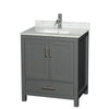 Custom image for Dark Gray with Brushed Chrome Trim / White Carrara Marble, Rectangular Sink / No Mirror