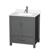 Custom image for Dark Gray with Brushed Chrome Trim / Giotto Quartz, Rectangular Sink / No Mirror