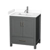 Custom image for Dark Gray with Brushed Chrome Trim / White Cultured Marble, Rectangular Sink / No Mirror
