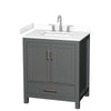 Custom image for Dark Gray with Brushed Chrome Trim / White Cultured Marble, Rectangular Sink / No Mirror