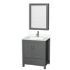 Custom image for Dark Gray with Brushed Chrome Trim / White Quartz, Rectangular Sink / Medicine Cabinet
