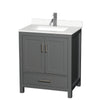 Custom image for Dark Gray with Brushed Chrome Trim / White Quartz, Rectangular Sink / No Mirror